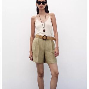 Women's Tan Shorts with Belt Zara